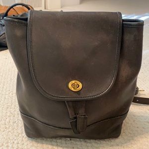 Vintage Coach black leather backpack